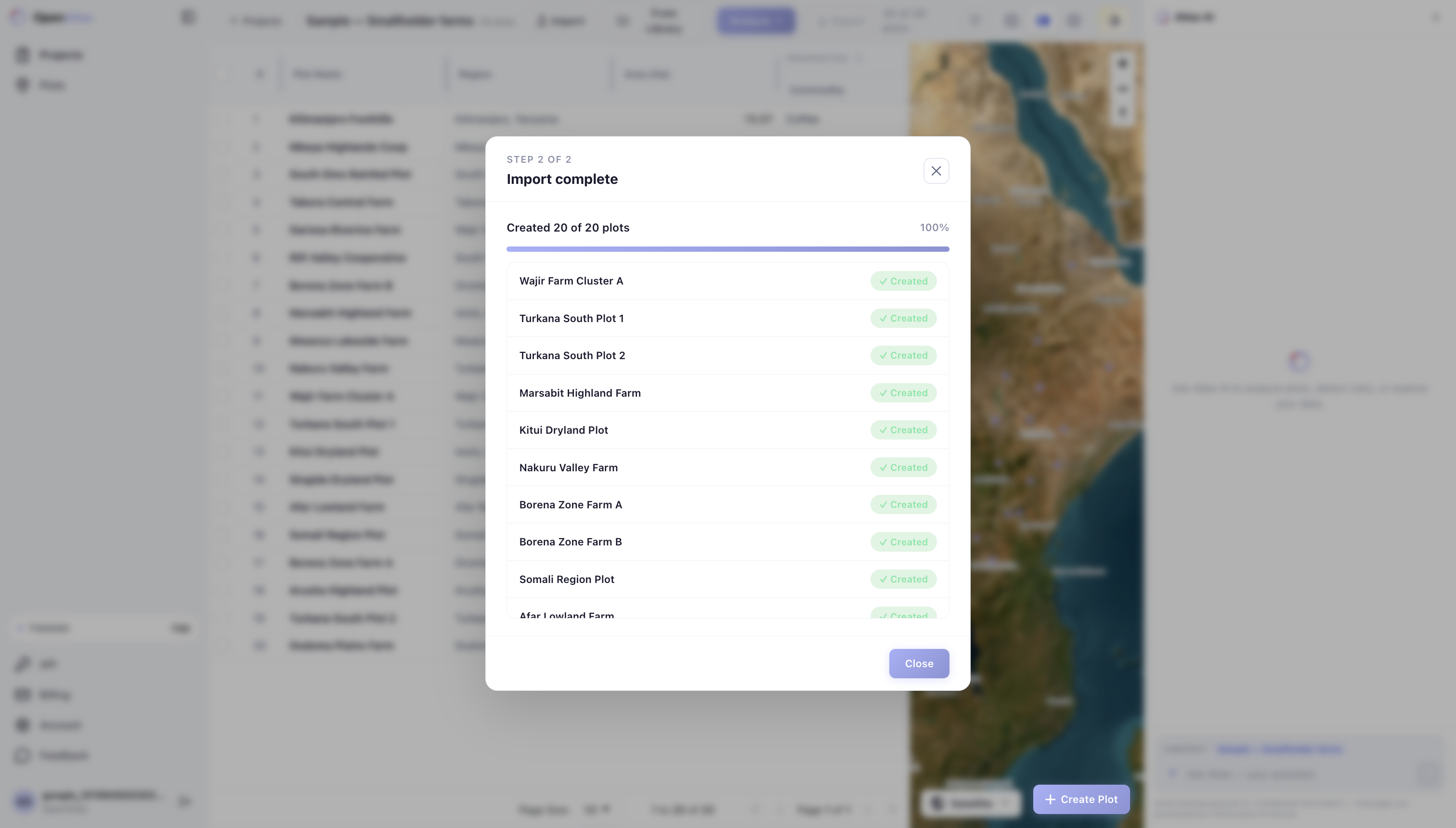 Import complete confirmation after plots are created